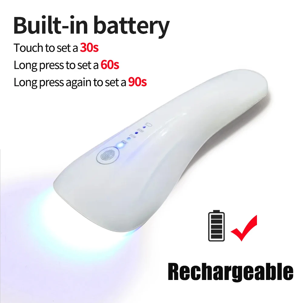 Bezprzewodowa mini lampa UV LED do paznokci, akumulator USB Biały