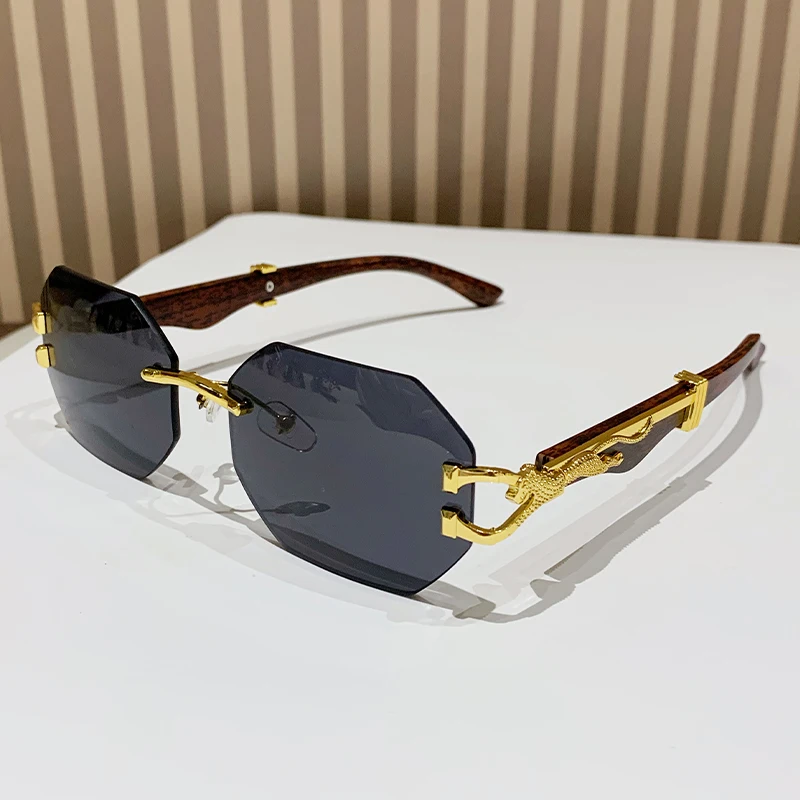 Bezramkowe okulary przeciwsłoneczne kwadratowe retro UV400 unisex Czarny