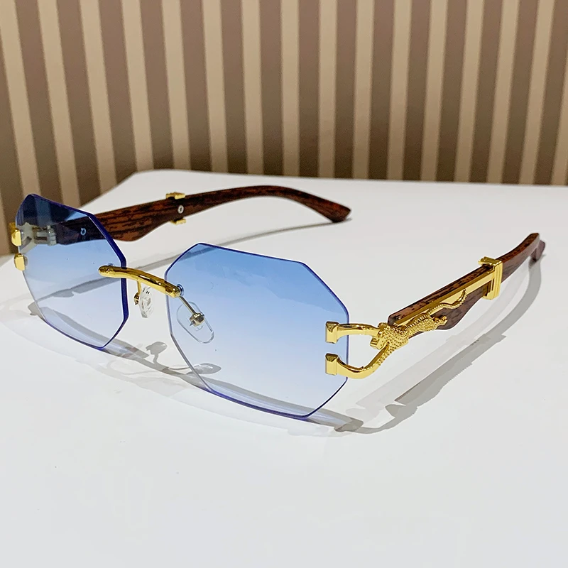 Bezramkowe okulary przeciwsłoneczne kwadratowe retro UV400 unisex Niebieski