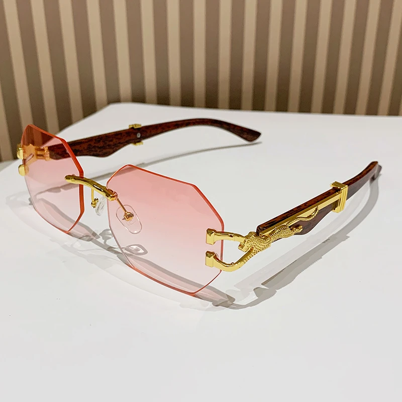 Bezramkowe okulary przeciwsłoneczne kwadratowe retro UV400 unisex Różowy
