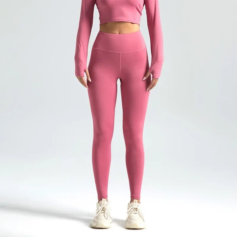 Bezszwowe legginsy damskie z wysokim stanem modelujące pośladki Bean paste powder