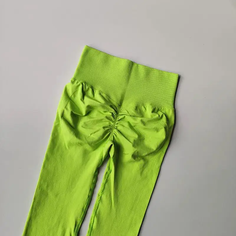 Bezszwowe legginsy do jogi z wysokim stanem, push up Zielony