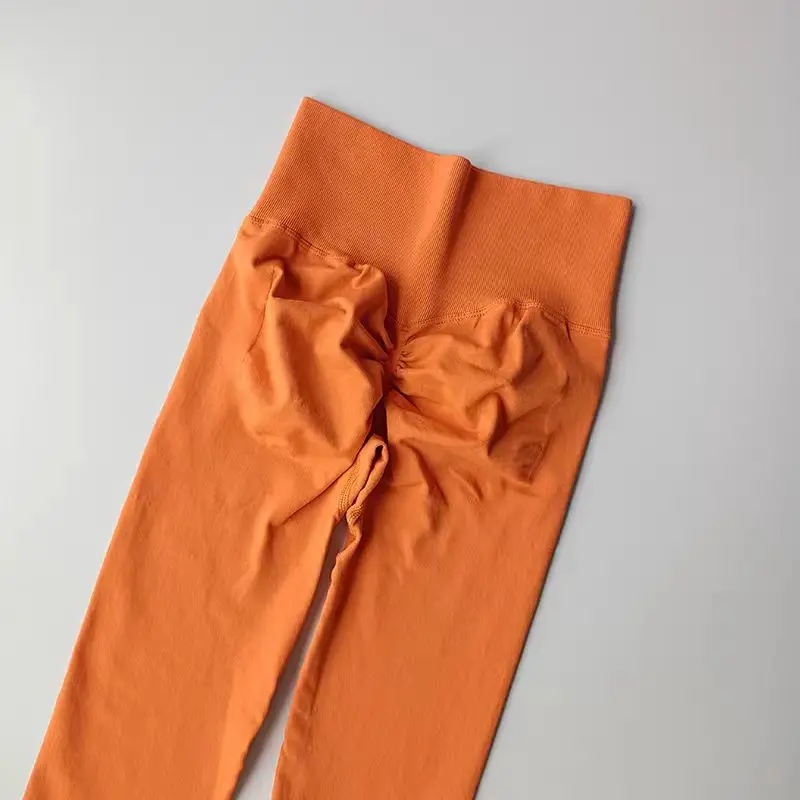 Bezszwowe legginsy do jogi z wysokim stanem, push up Pomarańczowy