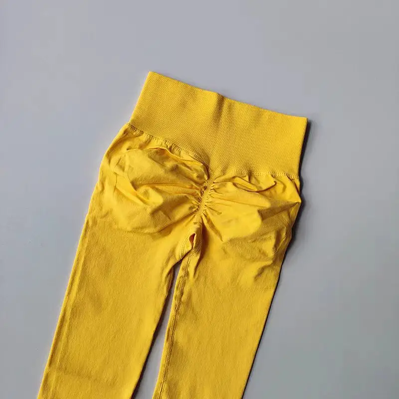 Bezszwowe legginsy do jogi z wysokim stanem, push up Xiaojiyellow