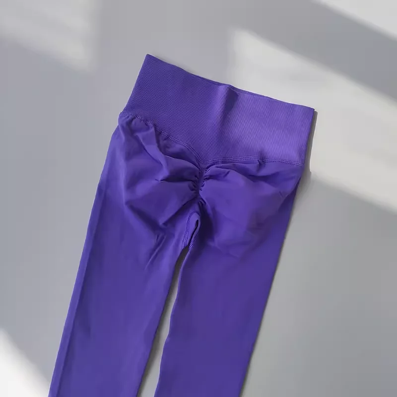 Bezszwowe legginsy do jogi z wysokim stanem, push-up Niebieski