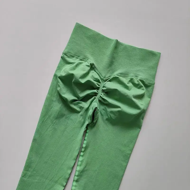 Bezszwowe legginsy do jogi z wysokim stanem, push-up Zielony