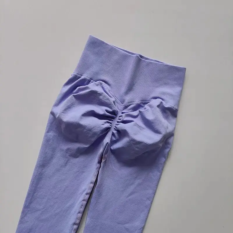 Bezszwowe legginsy do jogi z wysokim stanem, push-up Lawenda