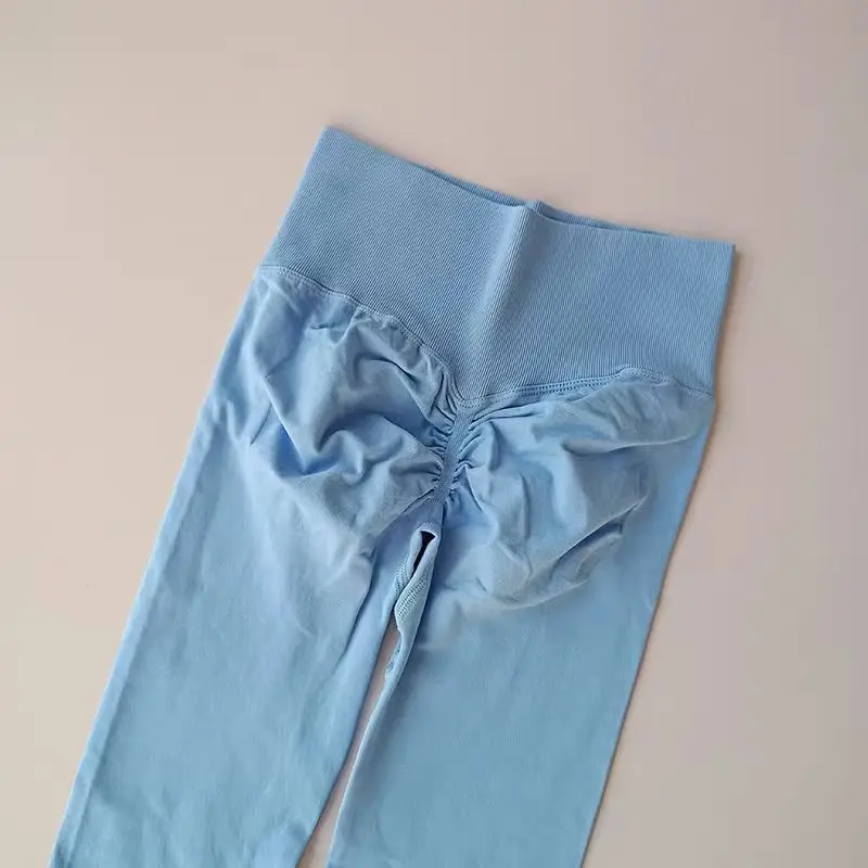 Bezszwowe legginsy do jogi z wysokim stanem, push-up Jasnoniebieski