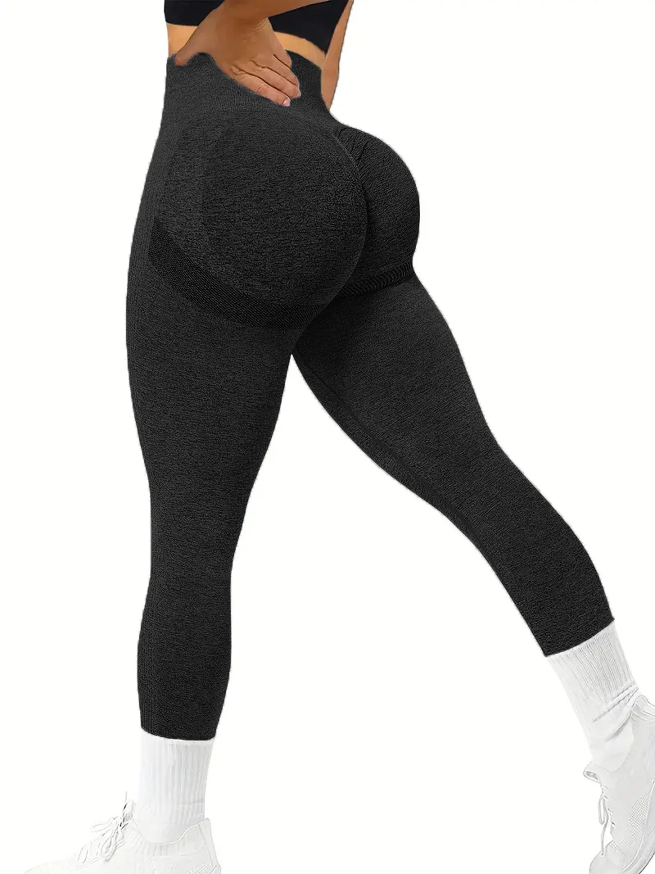 Bezszwowe legginsy do jogi z wysokim stanem, wyszczuplające Czarny