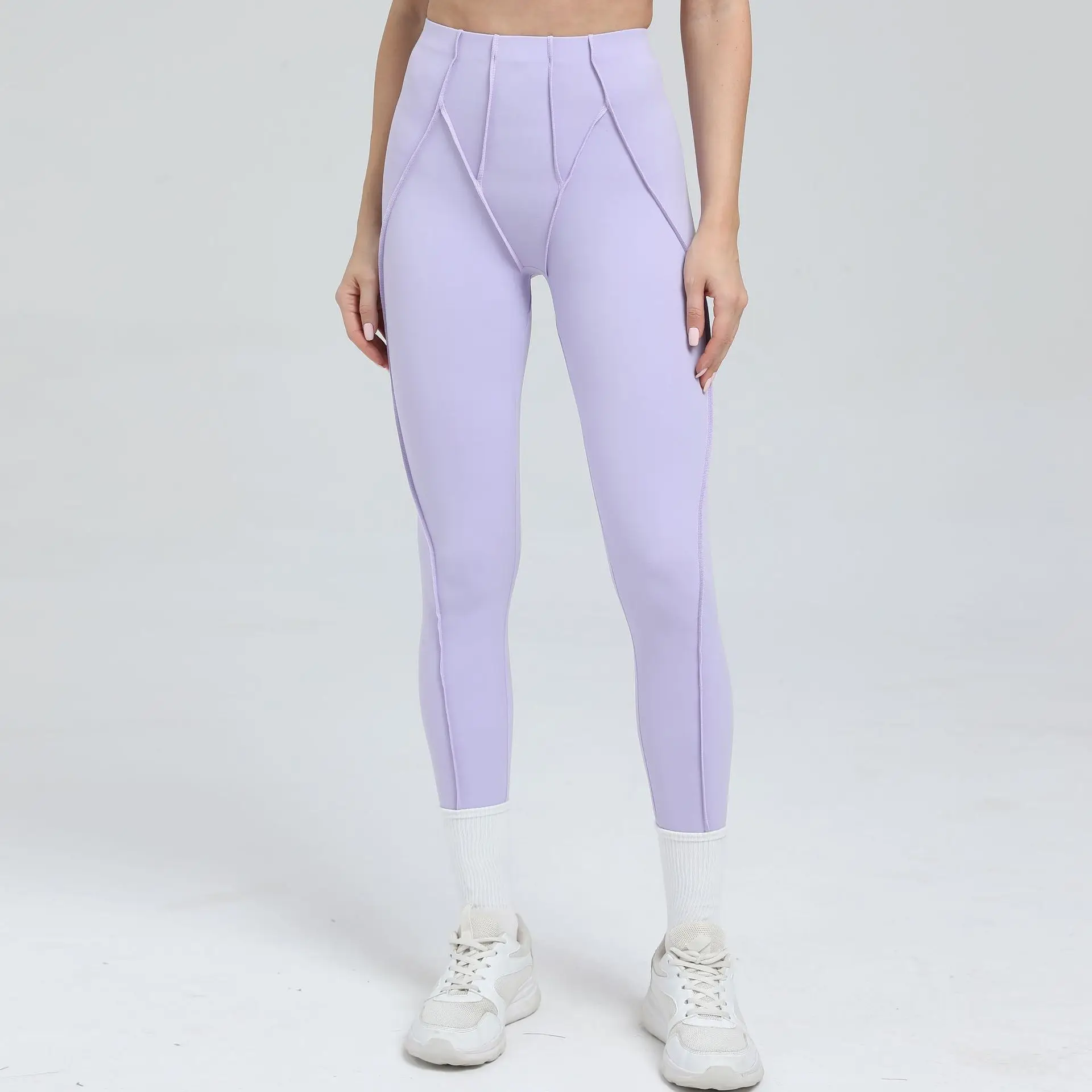 Bezszwowe legginsy push up z wysokim stanem do jogi i na siłownię Lawendowy