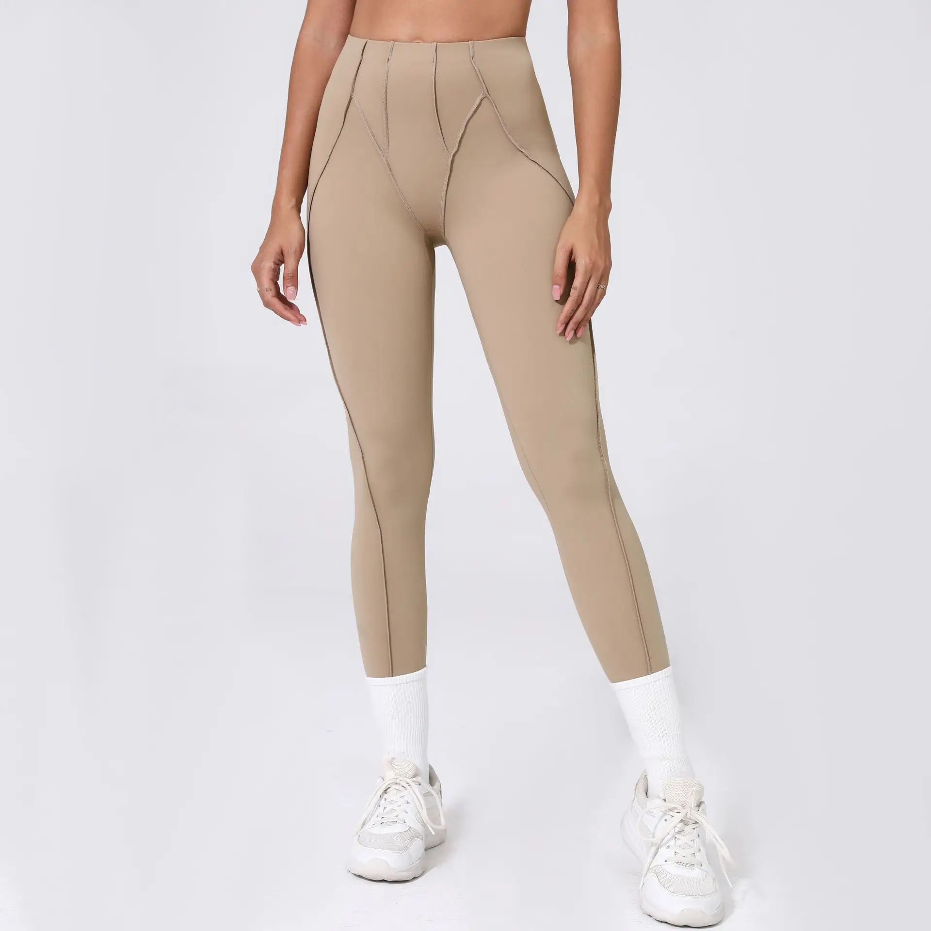 Bezszwowe legginsy push up z wysokim stanem do jogi i na siłownię Brązowy