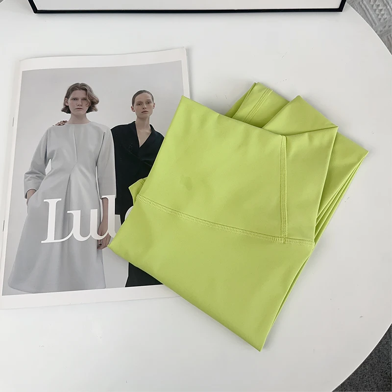 Bezszwowe legginsy damskie push up z wysokim stanem Zielony musztardowy