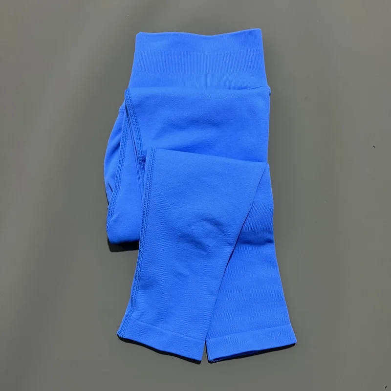 Bezszwowe legginsy damskie z efektem push-up na siłownię i jogę Kobaltowy