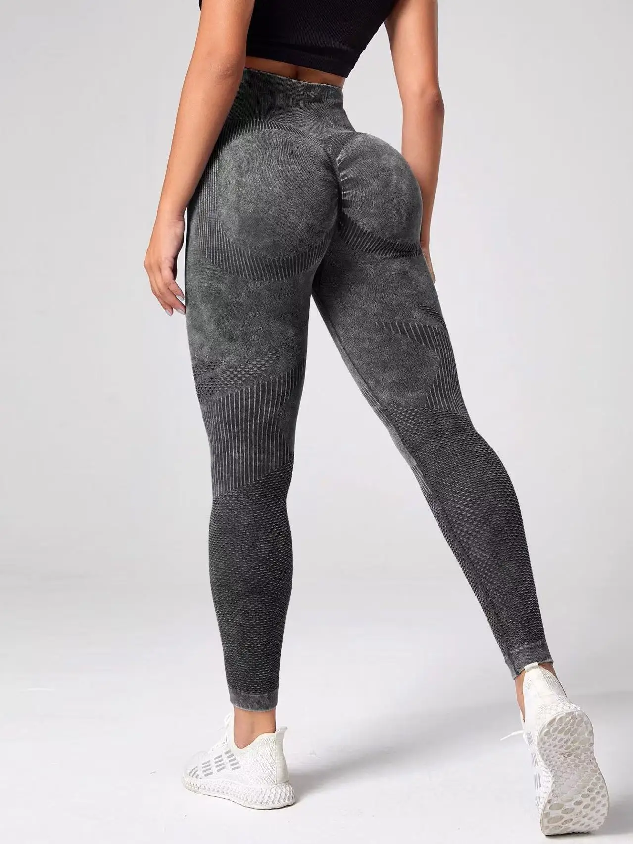 Bezszwowe legginsy sportowe push up z marszczeniem Heise