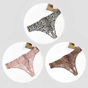 Bezszwowe stringi w panterkę - zestaw 3 sztuk Sets2