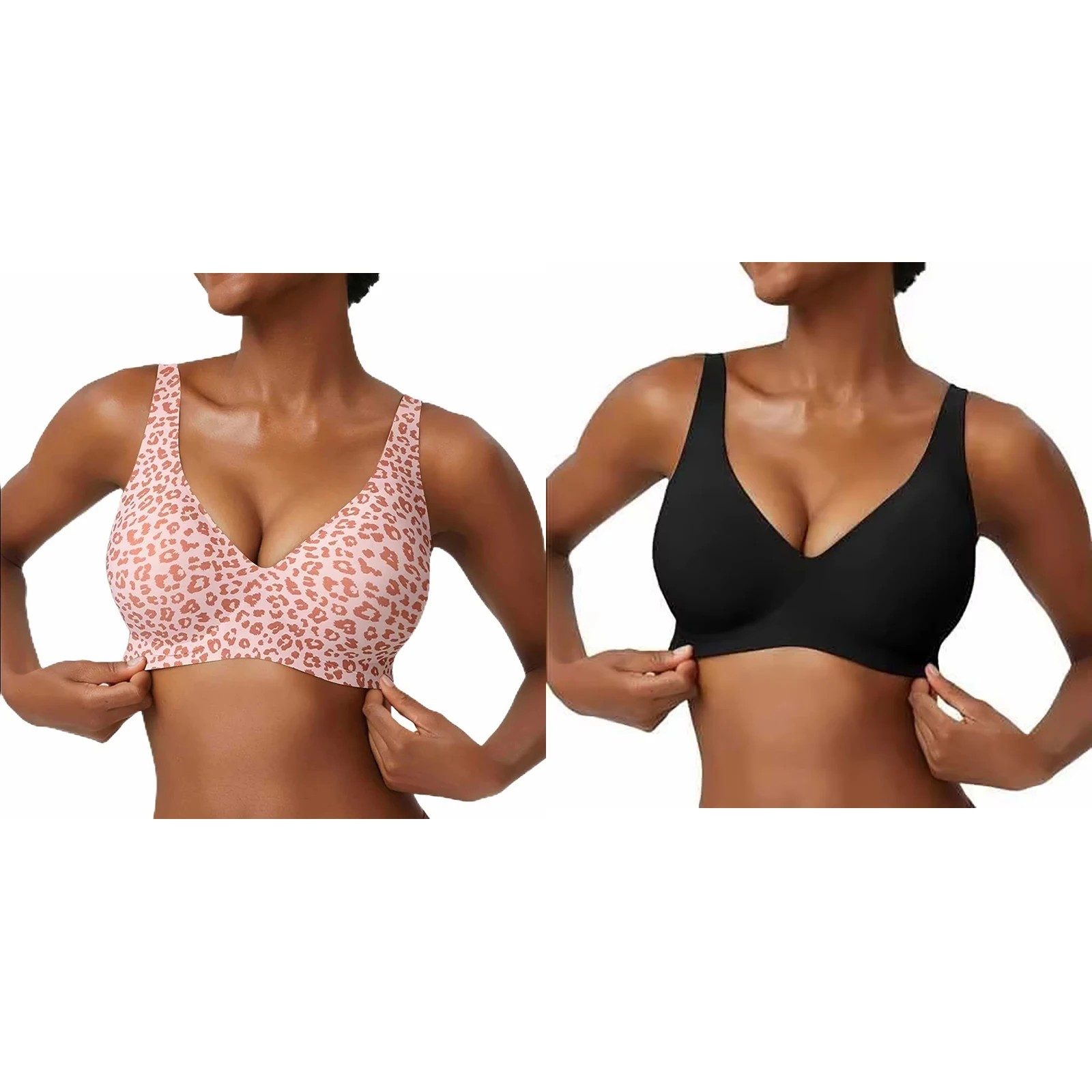 Bezszwowy biustonosz bez fiszbin z dekoltem V – plus size Biały