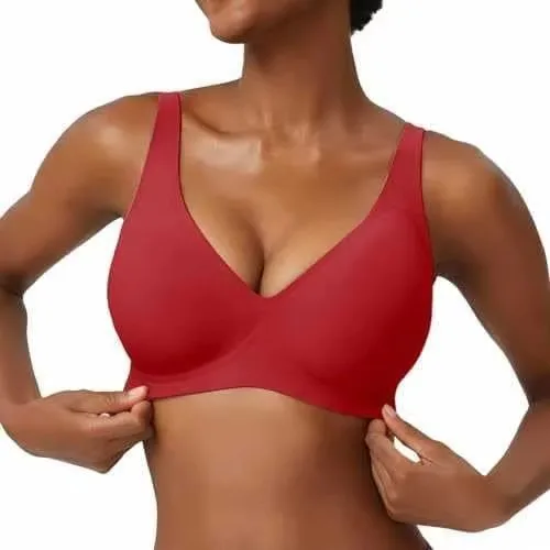 Bezszwowy biustonosz bez fiszbin z dekoltem V – plus size Szary