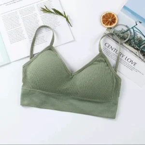 Bezszwowy biustonosz sportowy push up bralette damski Zielony