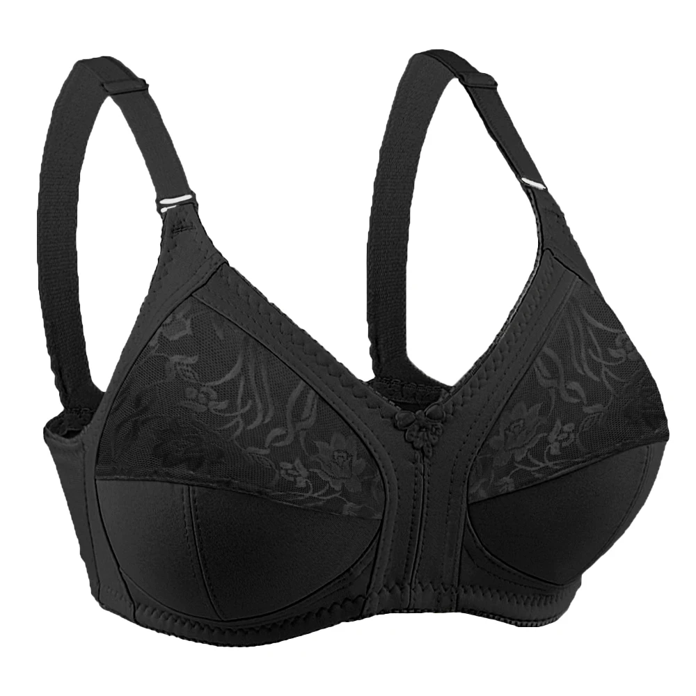 Bezszwowy koronkowy biustonosz push-up miseczki C–G Czarny