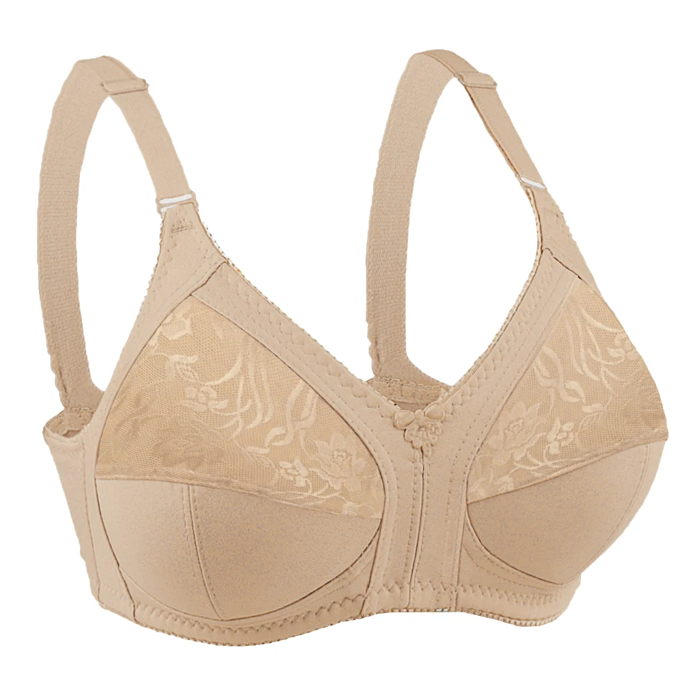 Bezszwowy koronkowy biustonosz push-up miseczki C–G Khaki