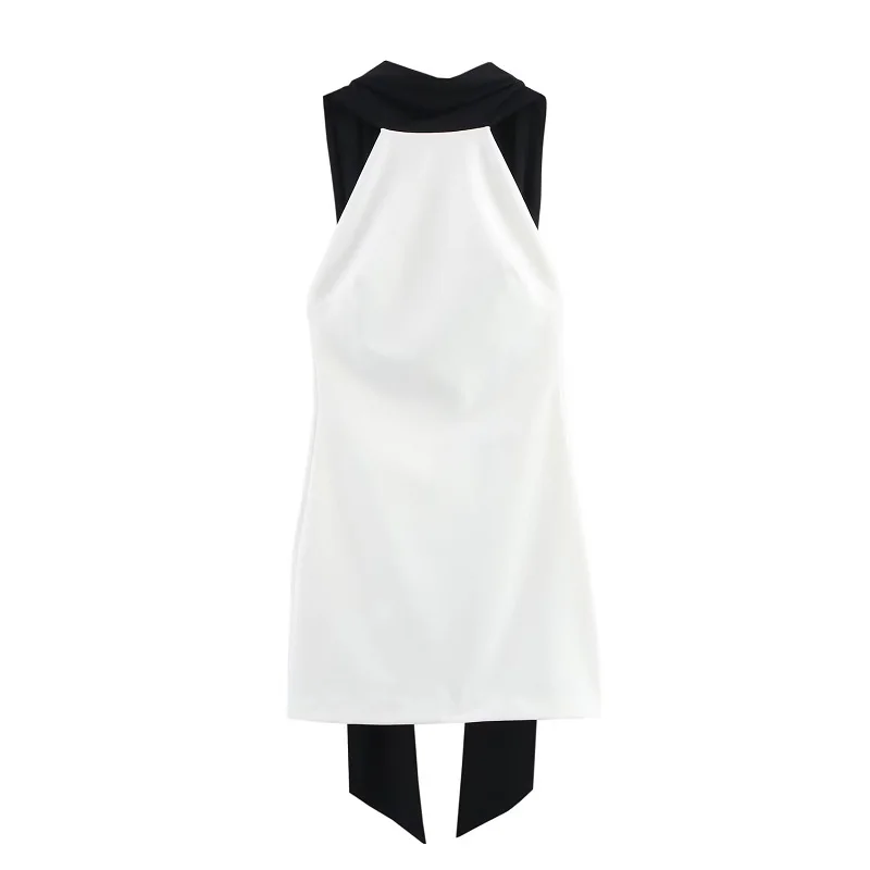 Elegancka biała sukienka mini z odkrytymi plecami Biały