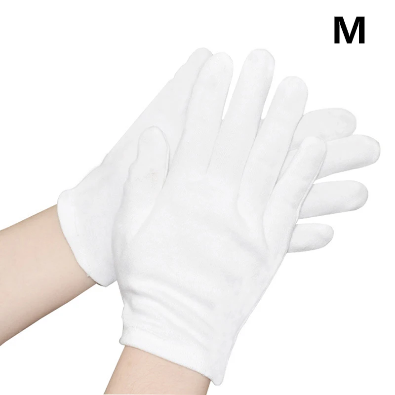 Białe bawełniane rękawiczki ochronne pełnopalcowe 18cm