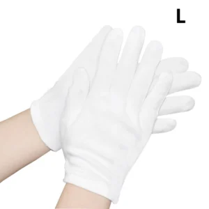 Białe bawełniane rękawiczki ochronne pełnopalcowe 21cm