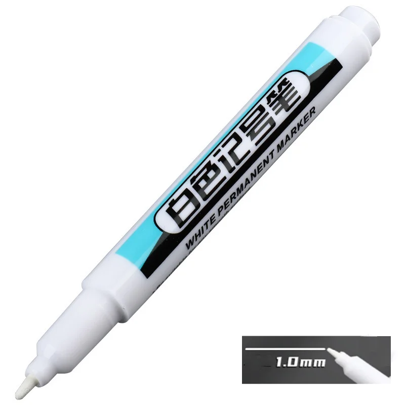 Białe markery permanentne 0,7/1,0/2,5 mm do drewna, szkła i metalu, 2 sztuki żółty