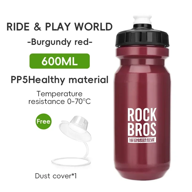 Rowerowy bidon ROCKBROS 600 ml PP5 z osłoną przeciwpyłową Czerwony