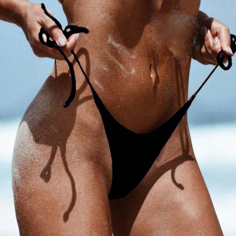 Damskie bikini brazylijskie micro - koronkowe stringi do pływania Czarny
