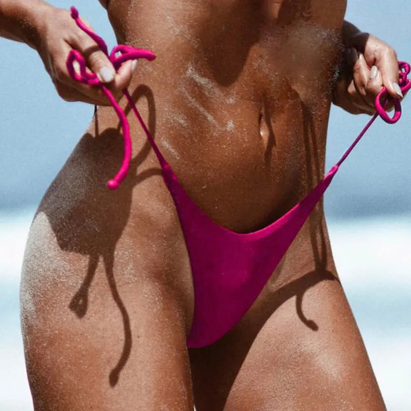 Damskie bikini brazylijskie micro - koronkowe stringi do pływania Amarantowy