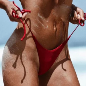 Damskie bikini brazylijskie micro - koronkowe stringi do pływania Bordowy