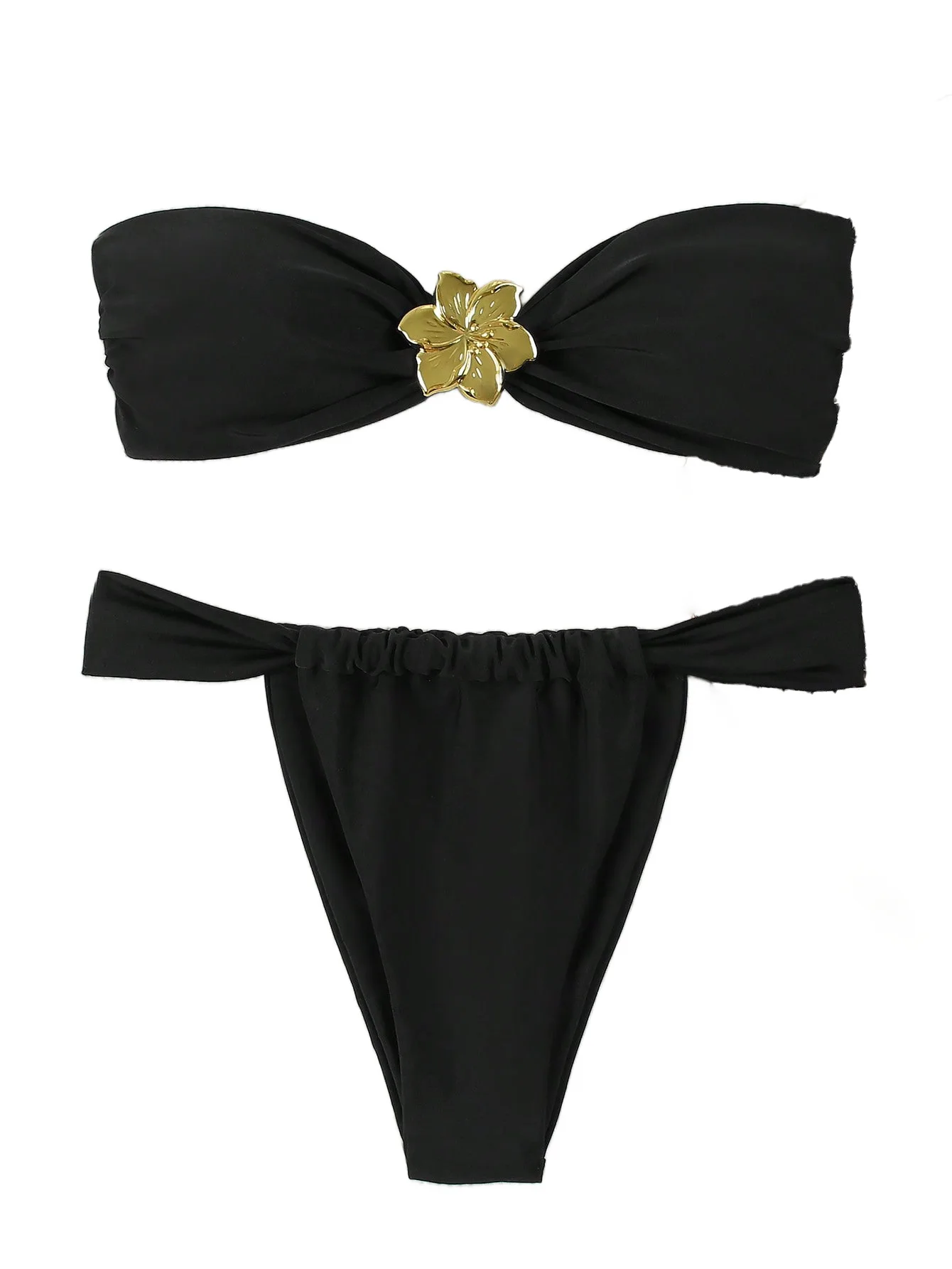 Damskie bikini bandeau push-up z brazylijskimi stringami Jy761bk
