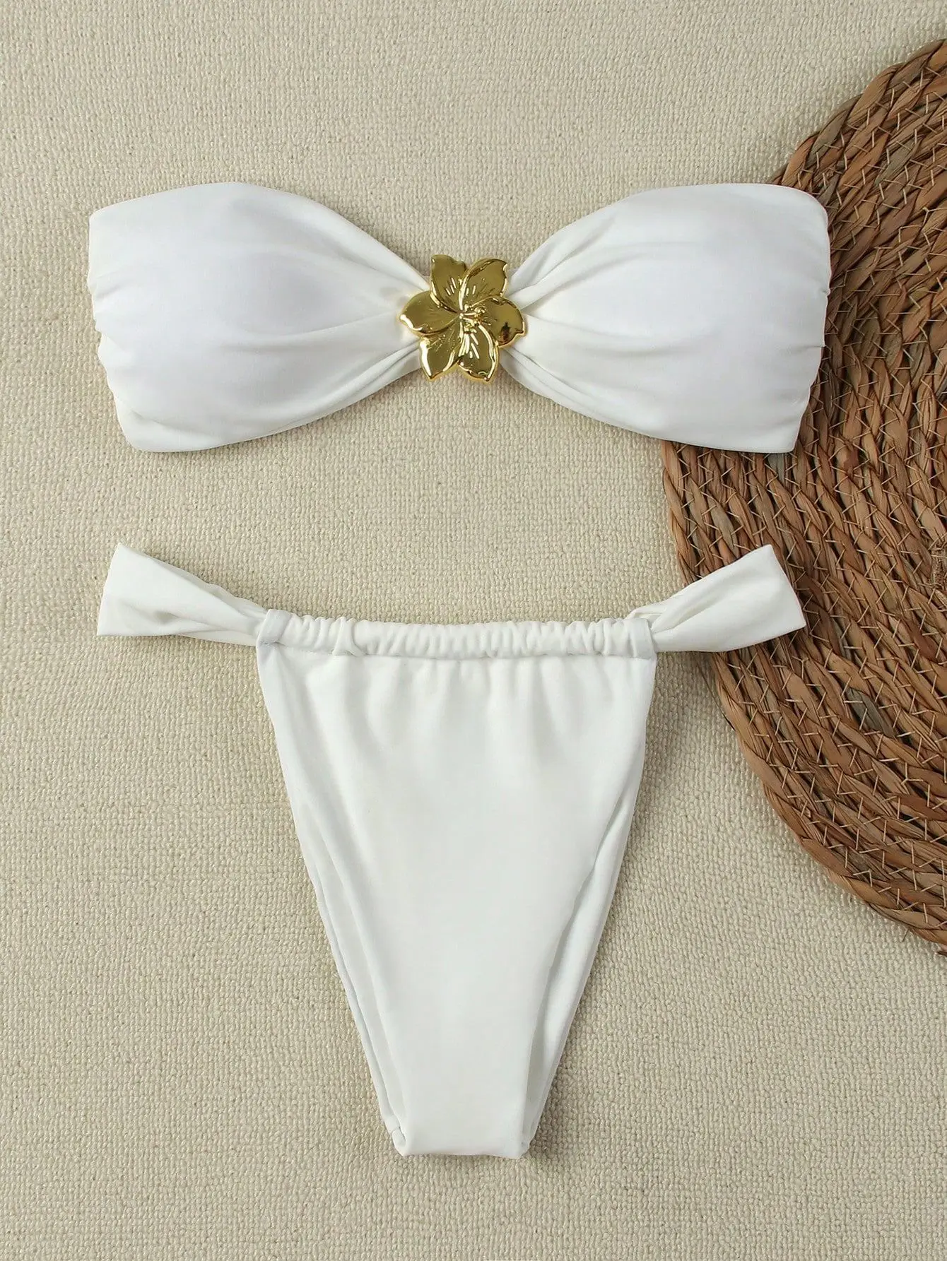 Damskie bikini bandeau push-up z brazylijskimi stringami Jy761wi
