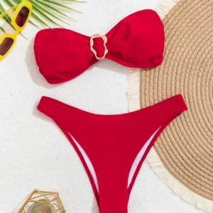 Damskie bikini bandeau push-up z brazylijskimi stringami Jy777 re
