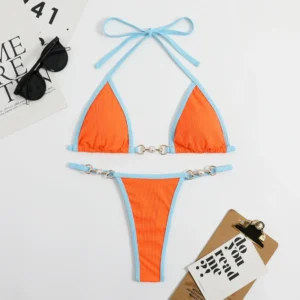 Bikini damskie push-up dwuczęściowe z nadrukiem Brązowy