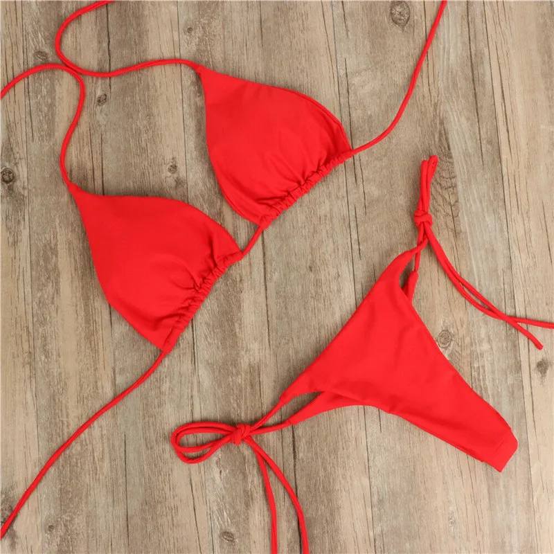 Bikini damskie push-up z wyjmowanymi wkładkami Czerwony