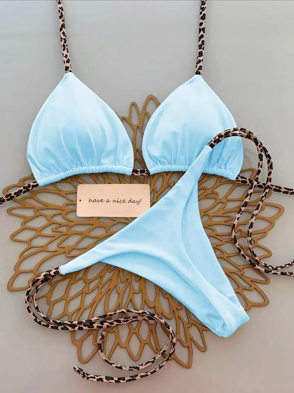 Damski strój kąpielowy bikini z wiązaniem i stringami Style b