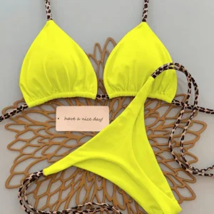 Damski strój kąpielowy bikini z wiązaniem i stringami Style i