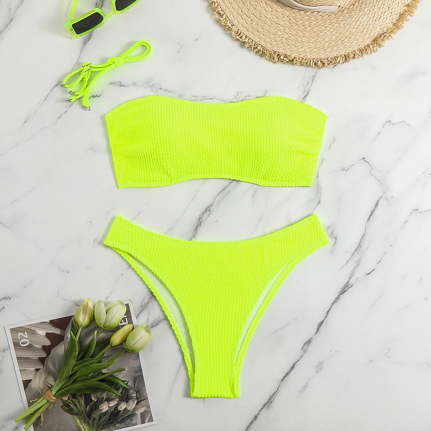 Bikini damskie wiązane na szyi kolorowe letnie Złoto