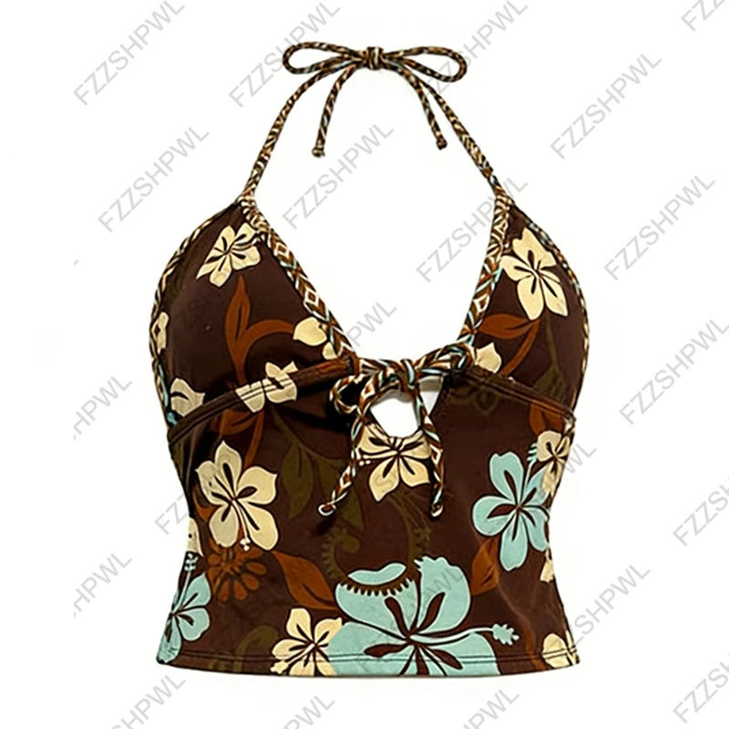 Bikini dwuczęściowe w kratę damskie letnie Beżowy