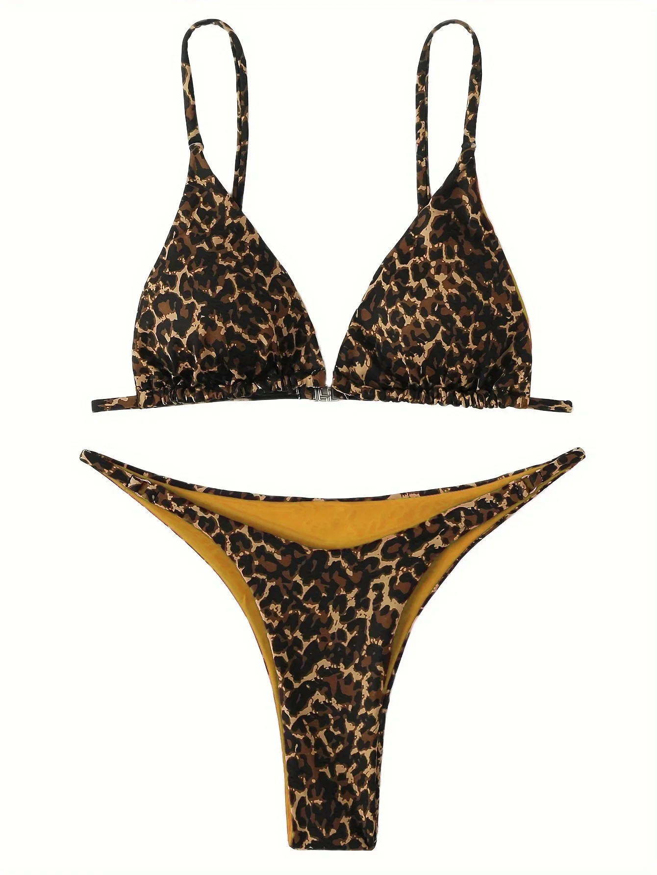 Bikini micro z wzorem leoparda z bandażem push-up żółty