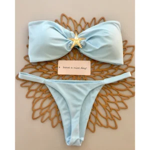 Bikini push-up brazylijskie bandeau damskie 2025 Beżowy