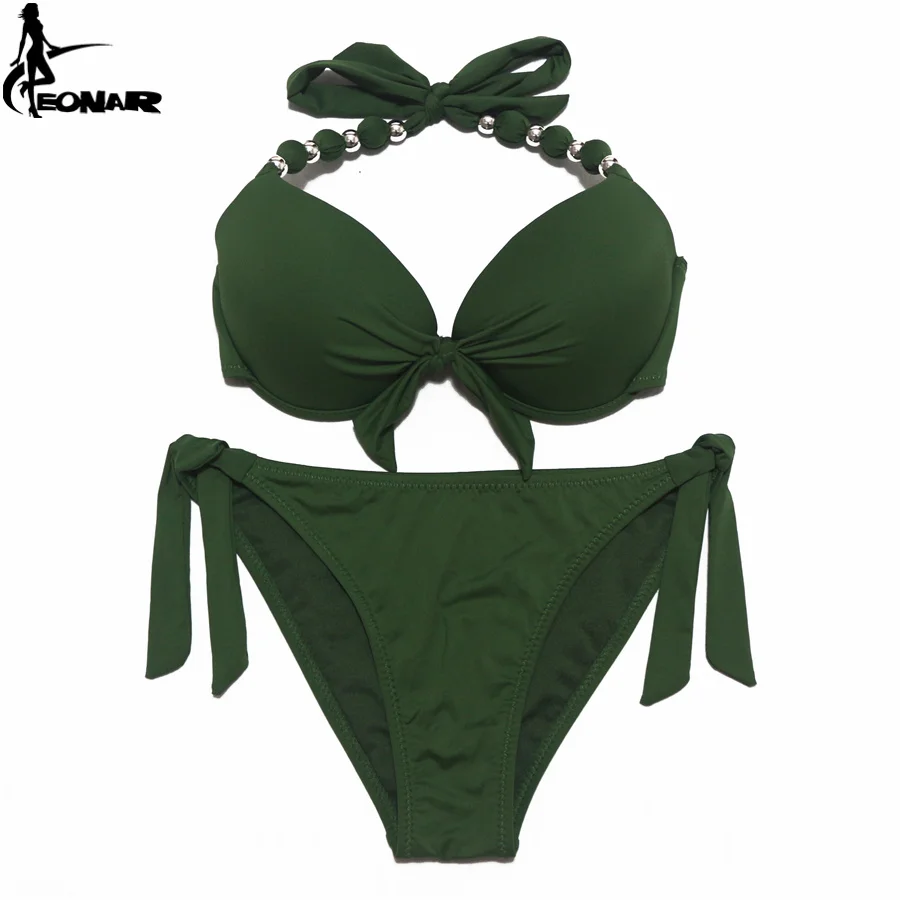 Strój kąpielowy bikini push-up EONAR w dużych rozmiarach Khaki