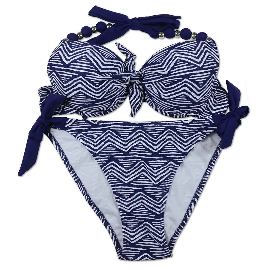 Strój kąpielowy bikini push-up EONAR w dużych rozmiarach Ciemnoniebieski