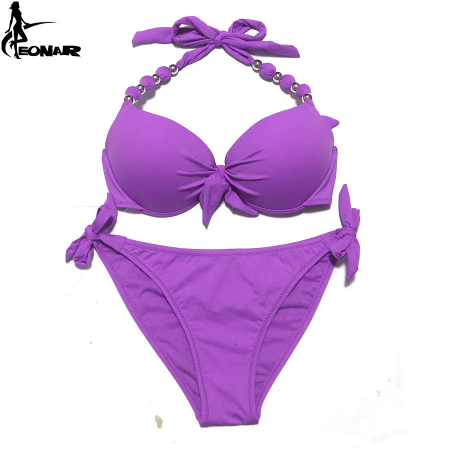 Strój kąpielowy bikini push-up EONAR w dużych rozmiarach Fioletowy