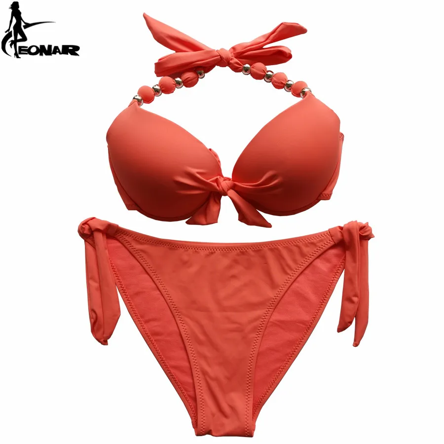 Strój kąpielowy bikini push-up EONAR w dużych rozmiarach Koralowy