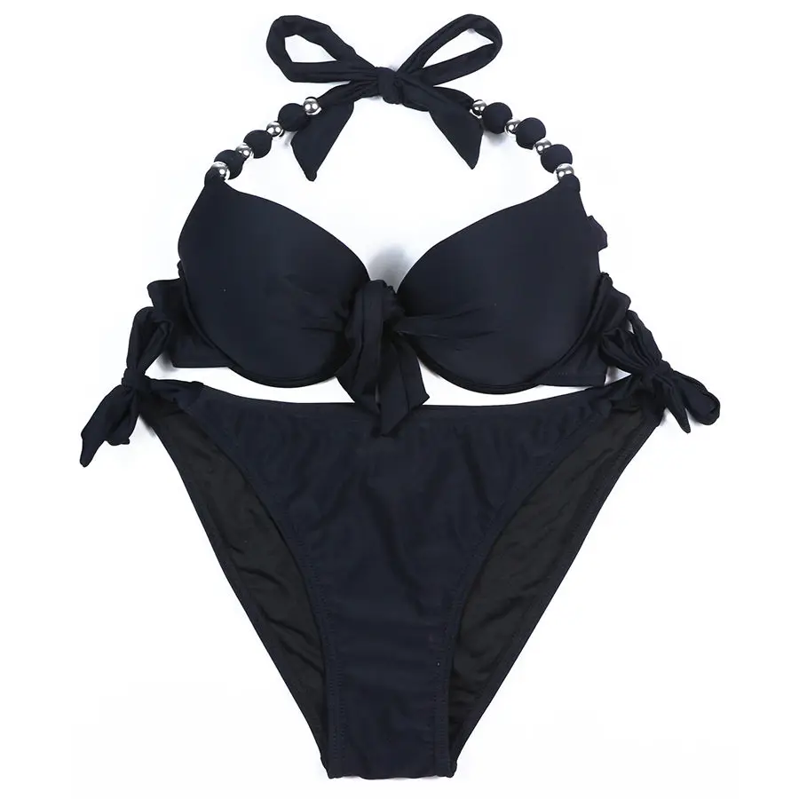 Strój kąpielowy bikini push-up EONAR w dużych rozmiarach Czarny