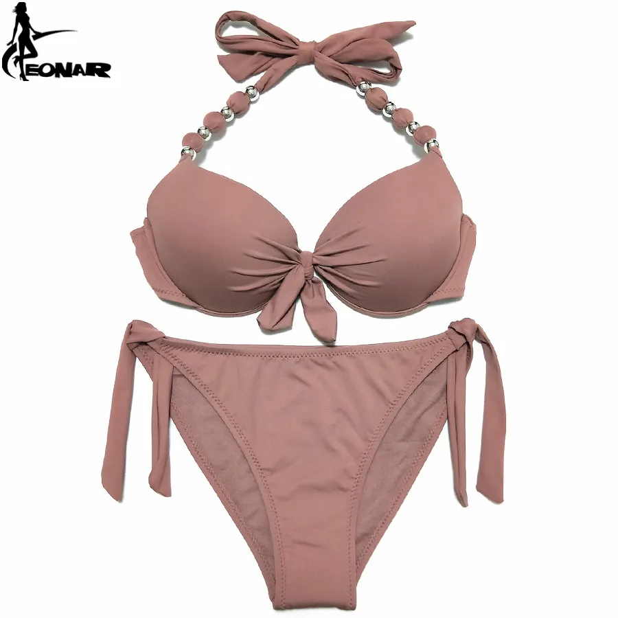 Strój kąpielowy bikini push-up EONAR w dużych rozmiarach Brązowy