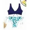 Dwuczęściowe bikini push-up z kwiatowym wzorem Niebieski